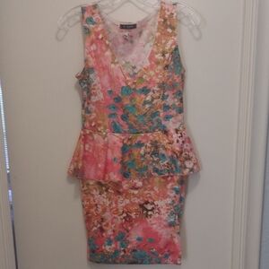 O'Sher Floral Peplum Dress (J535)